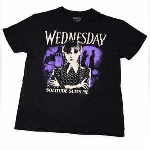 Wednesday Graphic T-Shirt Black “Solitude Suits Me” Unisex XL